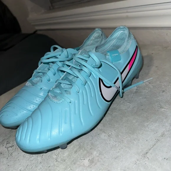 Nike Tiempo Athletic Cleats - Light Blue and Pink